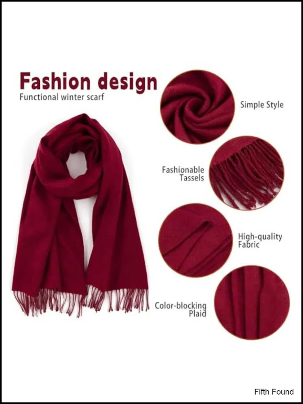 Oversized Winter Scarf Shawl Wrap with Tassels Soft Cozy Women Cold Weather